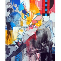 Ashkal, 24 x 30 Inch, Acrylic on Canvas, Abstract Painting, AC-ASH-313